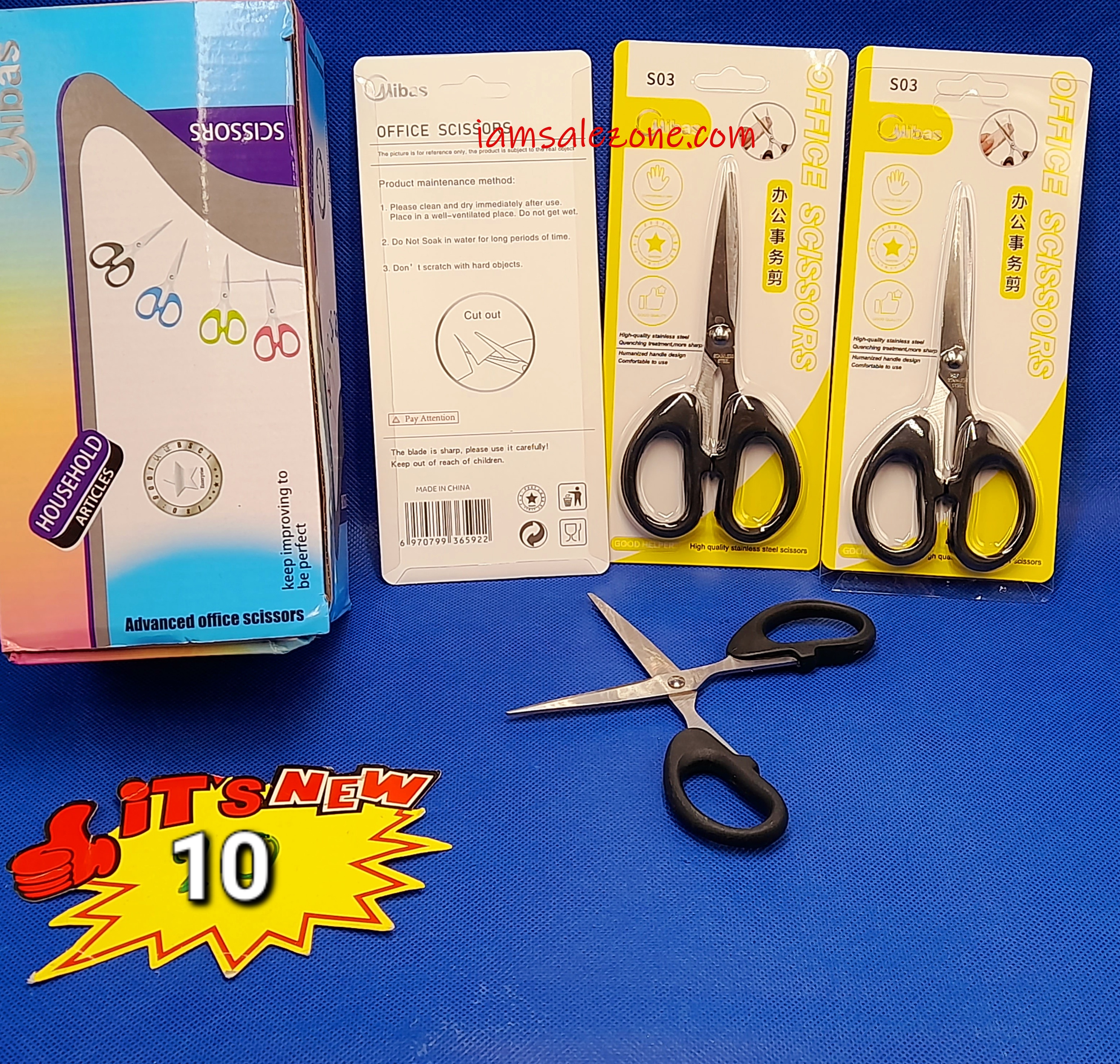 10 กรรไกรขาดำ 5"แผงเหลือง OJ3178 (โหล)