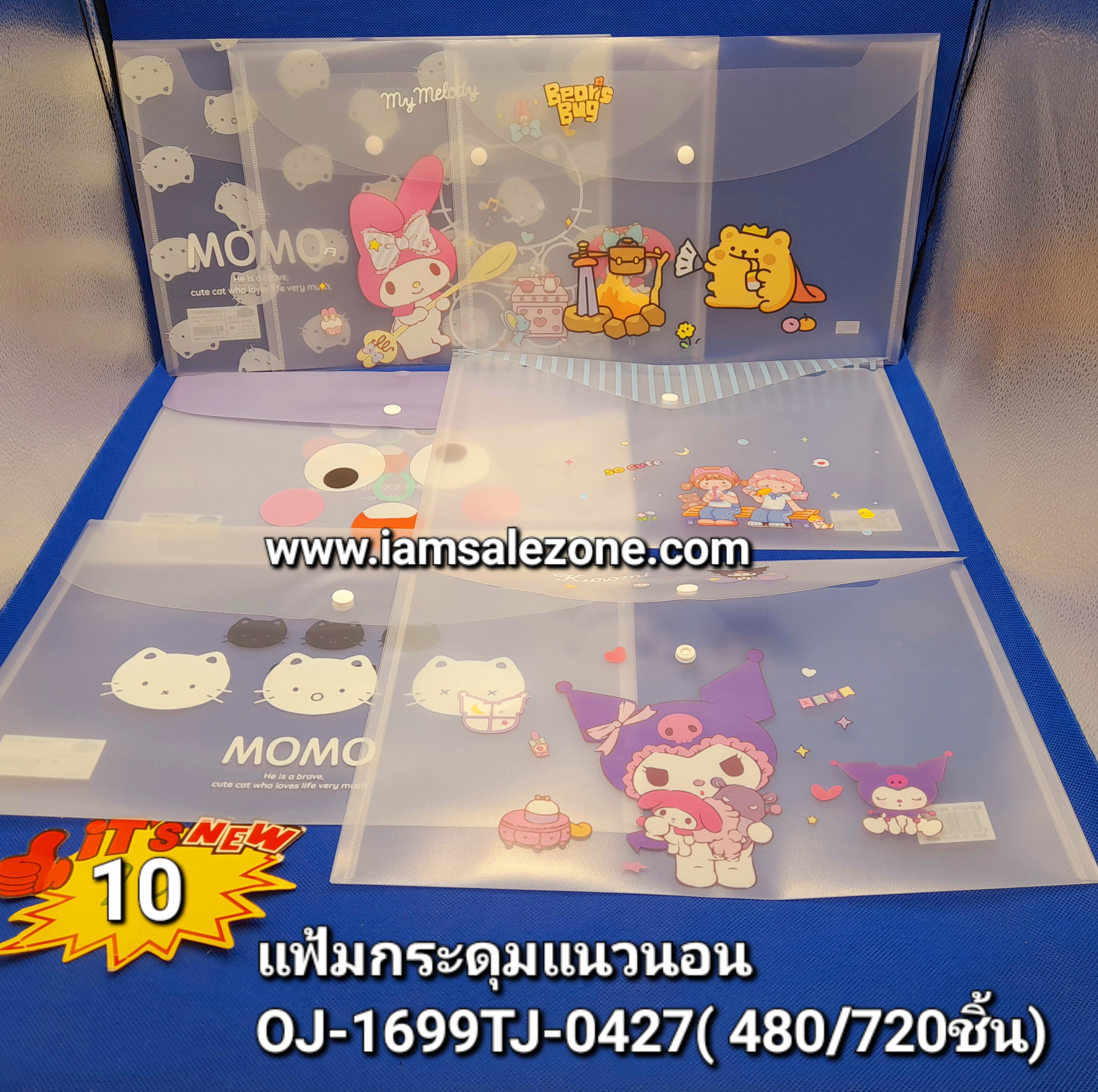 10 แฟ้มกระดุมแนวนอนคละ TJ0427 (โหล)