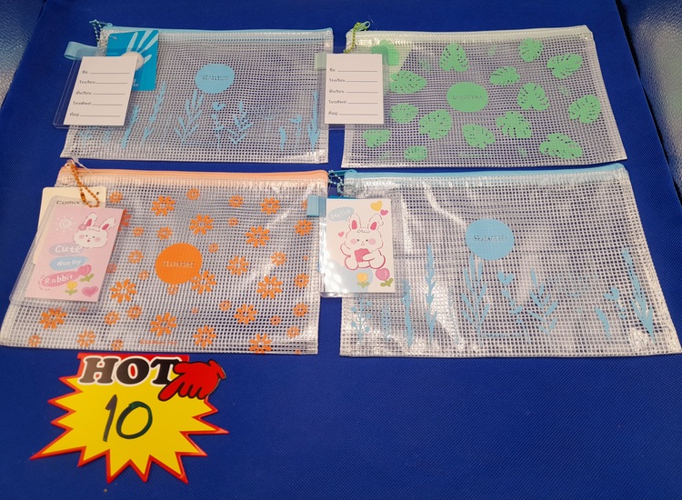 10 กระเป๋าตาข่าย A5 +ป้ายชื่อ ST6153 (โหล)