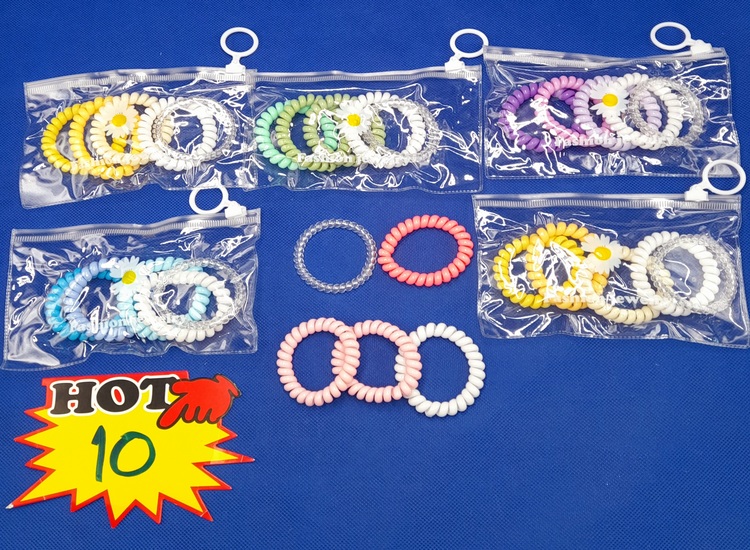 10 ยางมัดผมเกลียว 1*5 ซองซิป TJ4740 (โหล)