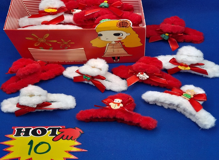 10 กิ๊บรวบผมขนฟูลาย OP198 (24ชิ้น)